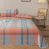 ke3c老粗布床单三件套带花边夏季 幼儿园凉席麻布儿童棉粗布天席子