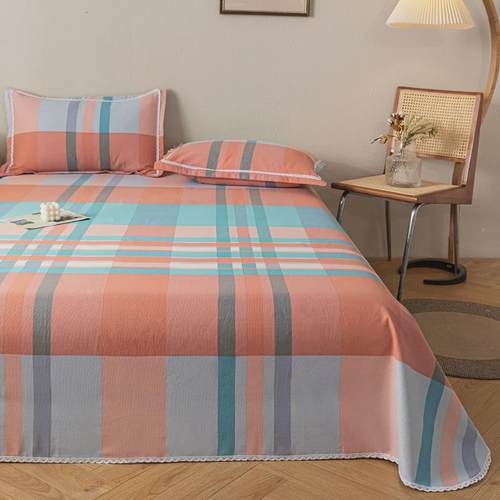 19EK老粗布床单三件套带花边粗布幼儿园凉席麻布儿童棉夏季天席子