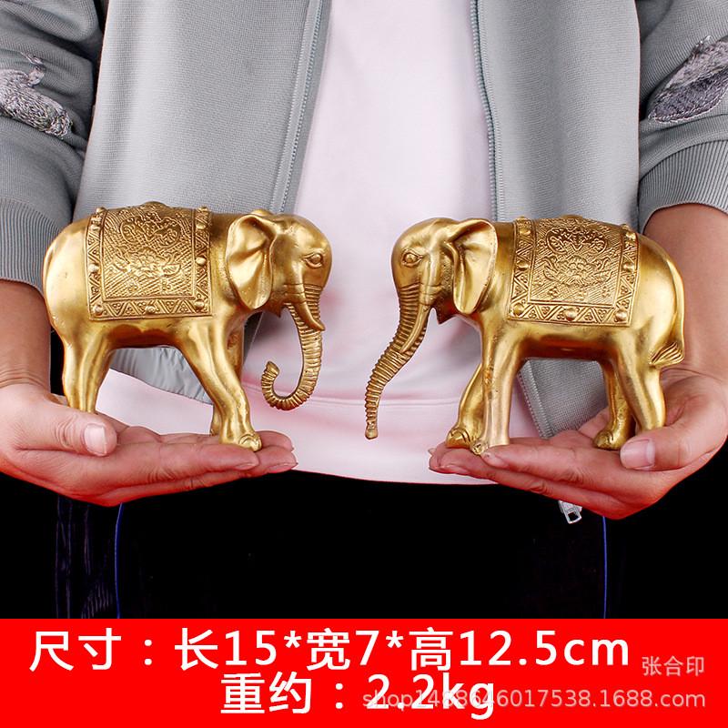 纯铜花纹对象摆件大小号吸水铜大象居家办公室金属工艺品摆饰