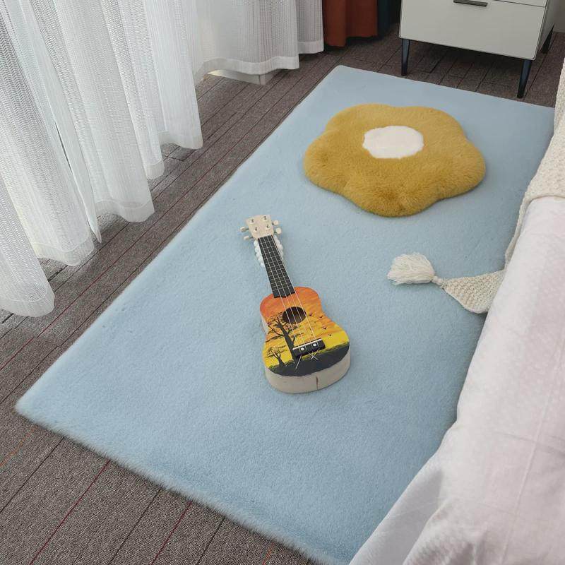 GZ6M仿兔毛床边地毯ins风少女卧室地垫加厚客厅毛绒毯榻榻米飘窗