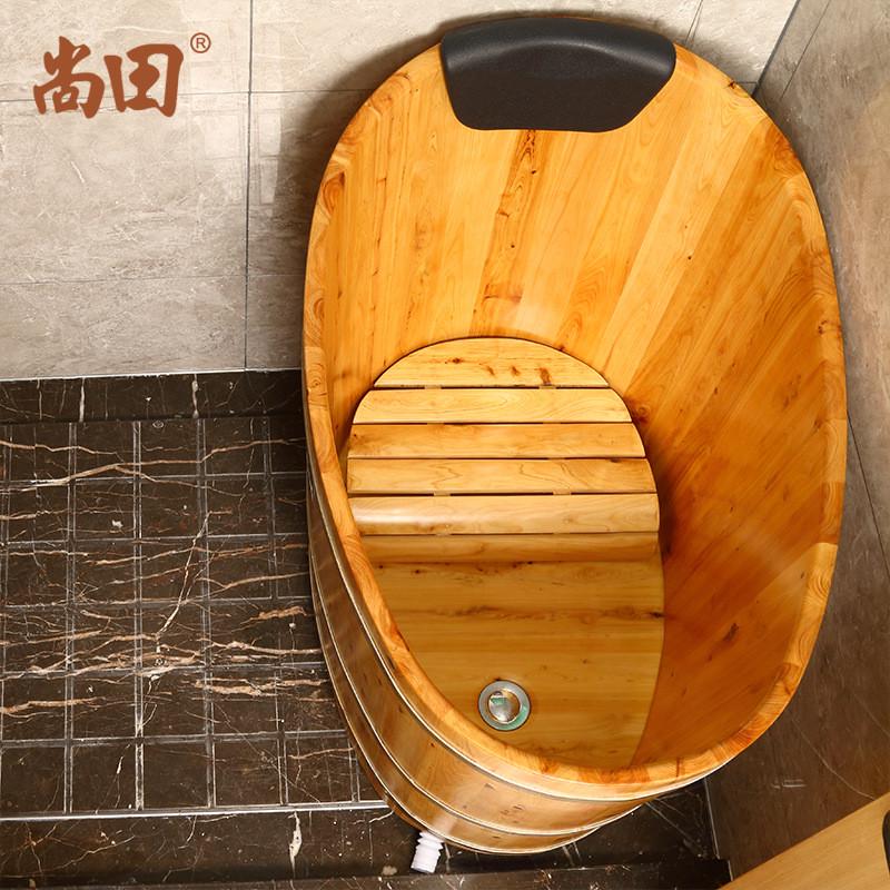 0fe9香柏木圆形成人泡澡浴室实木浴缸洗澡盆小木桶浴桶木质沐