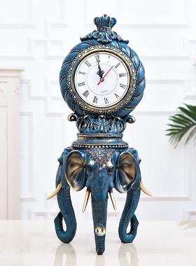 欧式家居客厅办公卧室创意奢华座钟台钟美式家用个性摆件象坐钟表