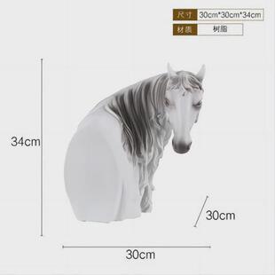 现代简约马头马首白色树脂雕塑摆件样板房售楼部家居玄关客厅装饰