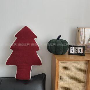 圣诞节日装饰抱枕圣诞树大号异形松树毛绒抱枕睡觉北欧沙发腰靠垫