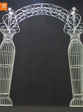 百界欧式婚庆铁艺拱门架子拍摄道具入场白色花门婚礼摆件花园拱门