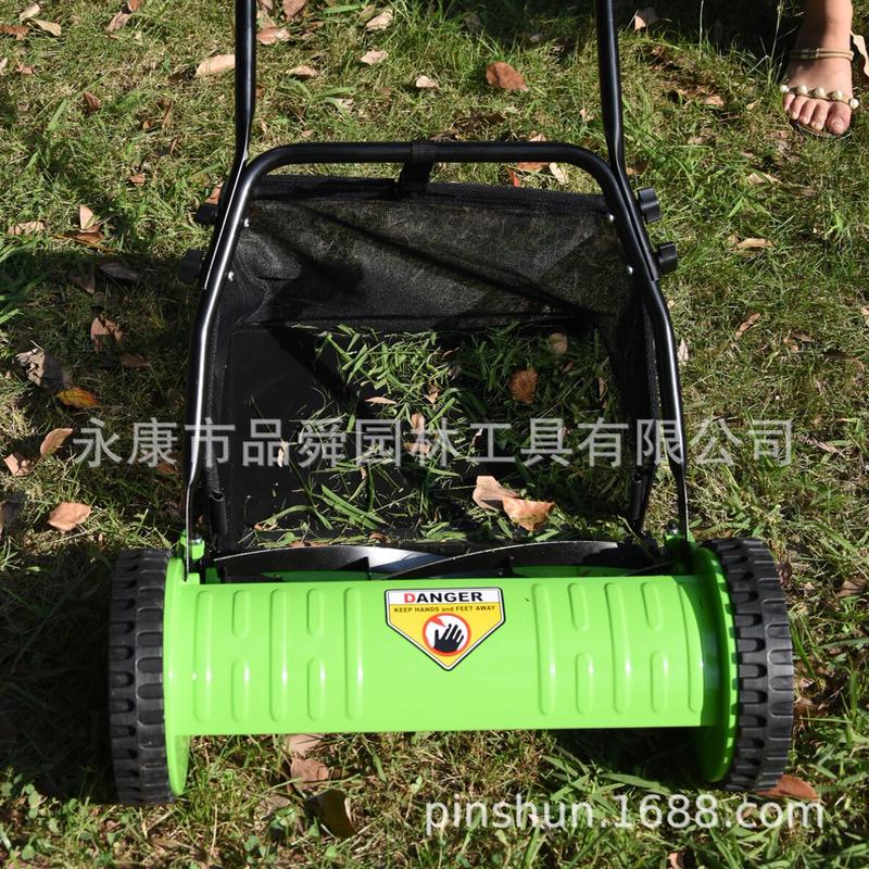 手推式割草机手推草坪机16寸剪草机动力无引擎卷筒无有集草袋
