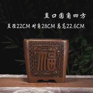 紫砂花盆陶瓷六方形仿古浮雕君子兰花盆景盆榕树梅花金弹子专用盆