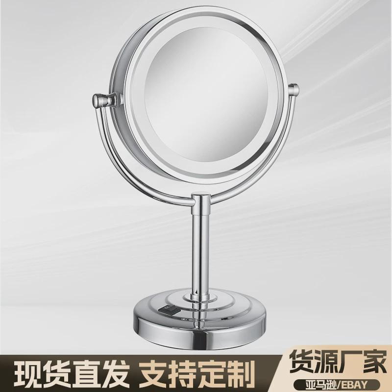 化妆镜LED灯桌面台式欧式美容镜双面台灯放大镜高清旋转梳妆镜子