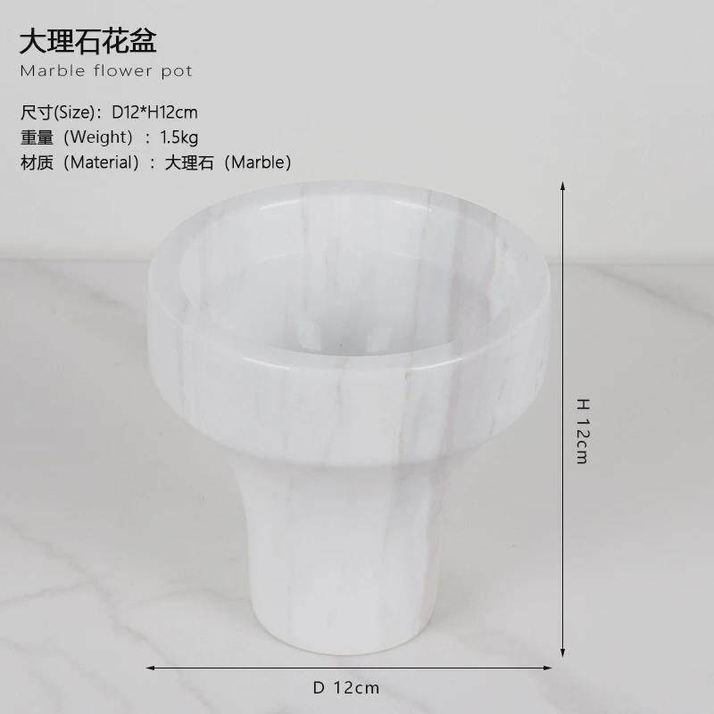欧式桌面花器多肉盆迷你盆栽办公桌售楼处玄关天然大理石装饰花盆