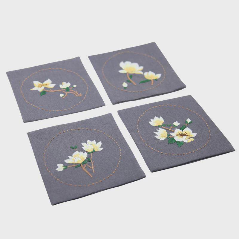 刺绣手工自绣diy初学者制作茶垫立体绣品杯垫茶席打发时间材新品