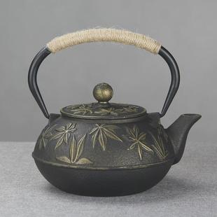 风900ml枫叶铁壶煮水泡茶手工铸铁壶家用养生茶壶水壶铁茶壶 日式