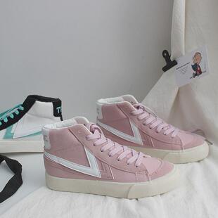 Velvet High-top White Shoes Women's Winter Velvet Warm