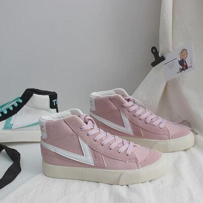 Velvet High-top White Shoes Women's Winter Velvet Warm