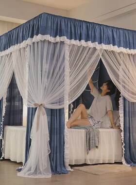 布帘落地蚊帐宫廷蚊帐韩版公主风双层遮光豪华床幔四季装饰蚊帐