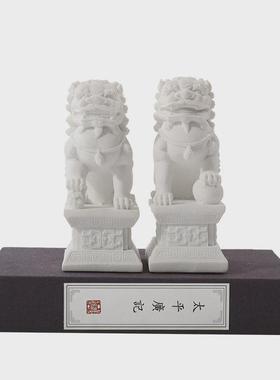 创意新中式现代狮子书档摆件饰品客厅电视柜办公茶室禅意软装玄关