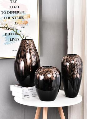 热销现代艺术渐变陶瓷花瓶干花插花工艺品样品房装饰器