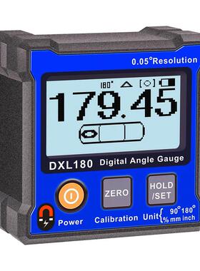 高精度盒倾角仪电子角度尺迷你水平尺带磁大屏lcd坡度仪dxl180