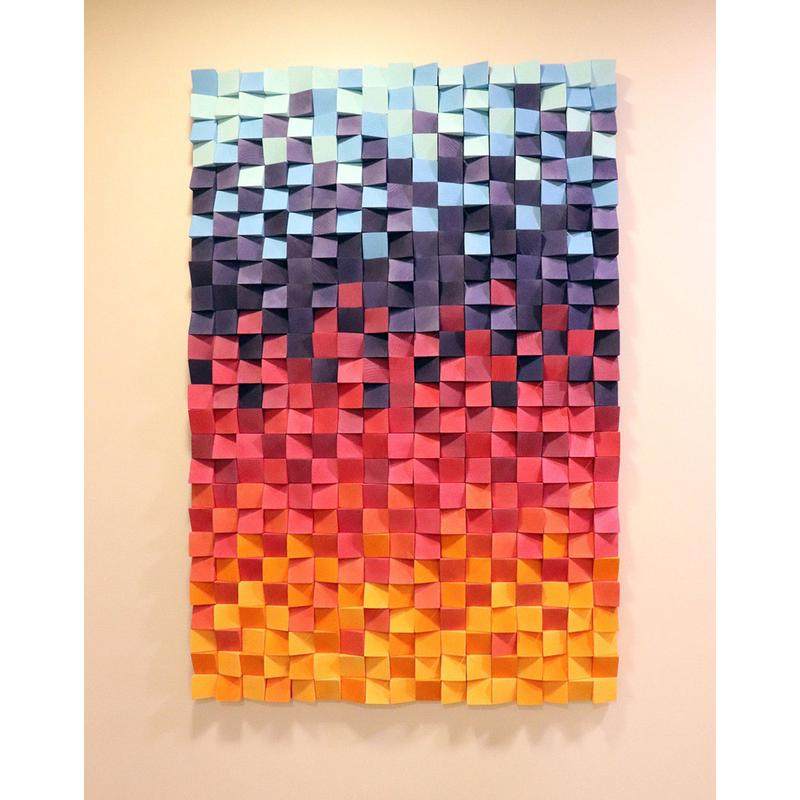 后现代简约玄关装饰画竖版木头装置艺术挂画走廊过道立体实物画