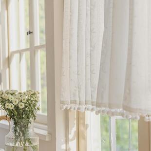 豆蔓法式 门帘隔断帘家用短帘半帘蕾丝纱帘卧室飘窗窗户纱厨房窗帘