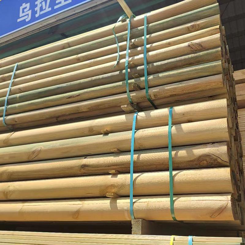 工厂防腐木柱圆木圆柱房圆木棒户外房梁木梁古建木料长廊实木立柱