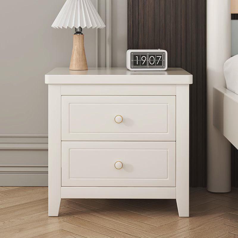 欧式简约现代白色实木床头柜田园卧室橡木床边收纳储物小柜整装