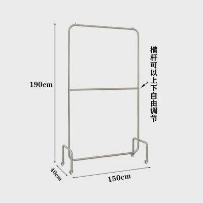 衣服架子女装店落地衣架可调节展示架双层不锈钢移动陈列架挂衣架