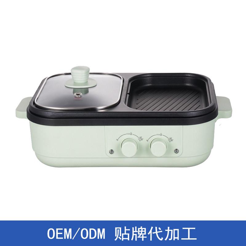 跨境110V小家电烤涮一体锅多功能料理锅涮烤一体家用电火锅烧烤炉