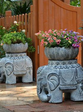 小院子景观民宿园林造景户外中式庭院花园布置大门口大象装饰摆件