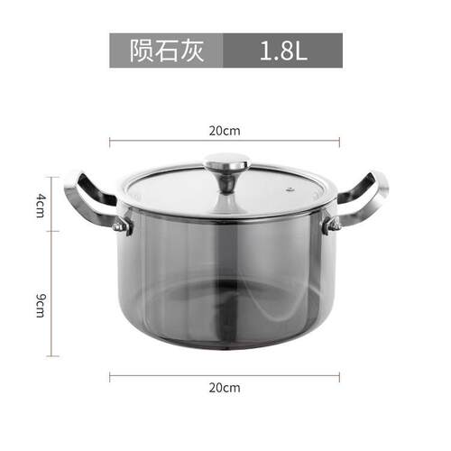 加厚玻璃双耳炖锅煮锅家用奶锅电陶炉专用明火加热汤锅透明大容量