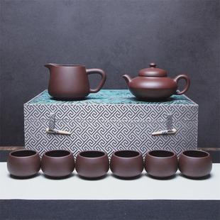 西施家用简约紫砂壶大容量功夫茶具套装 宜兴手工中式 泡茶直销