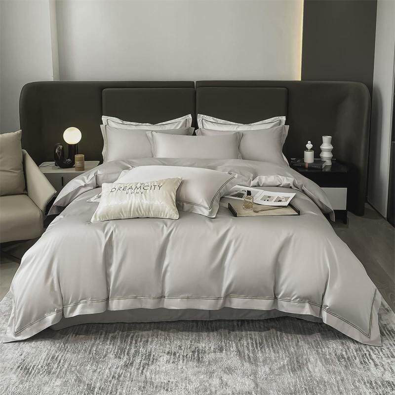长绒棉全棉贡缎素色套件60s民宿四件套床上用品欧式轻奢邂逅套件