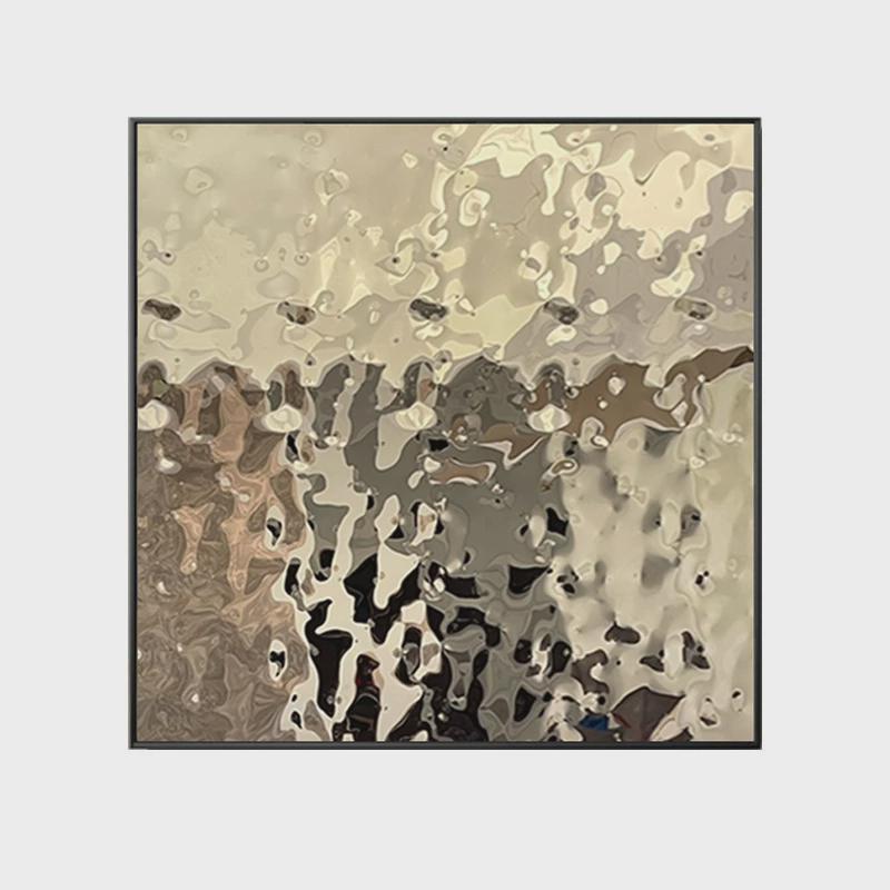 不锈钢金属立体实物画现代轻奢水波纹圆形挂画玄关走廊装置装饰画