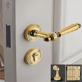 卧室门锁静音锁金色法式 木门磁吸门把手卧室家用房门轻奢分体锁具