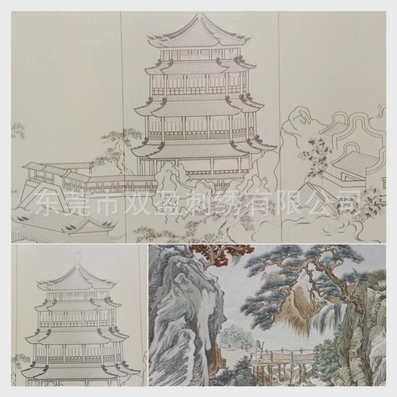 电视背景墙刺绣硬包新中式北欧现代客厅浮雕软包卧室花鸟刺绣2021