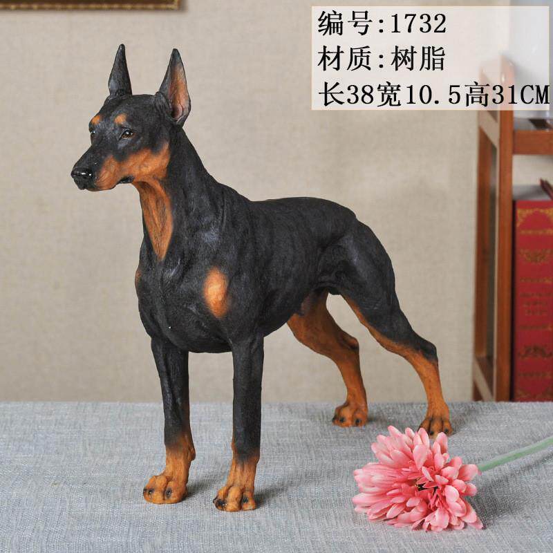 货源庭院看门狗仿真杜宾犬树脂摆件工艺品宠物狗模型