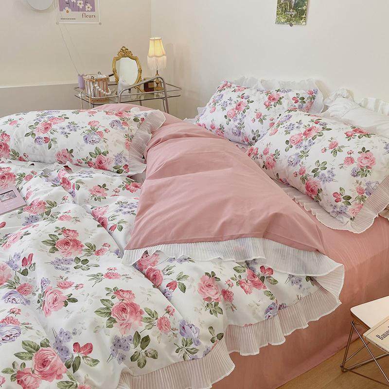 小清新碎花床上用品四件套夏季网红新款水洗棉被套床单三件套春秋,床上用品,床品套件/四件套/多件套,淘宝优惠券,粉丝福利购,淘宝优惠卷