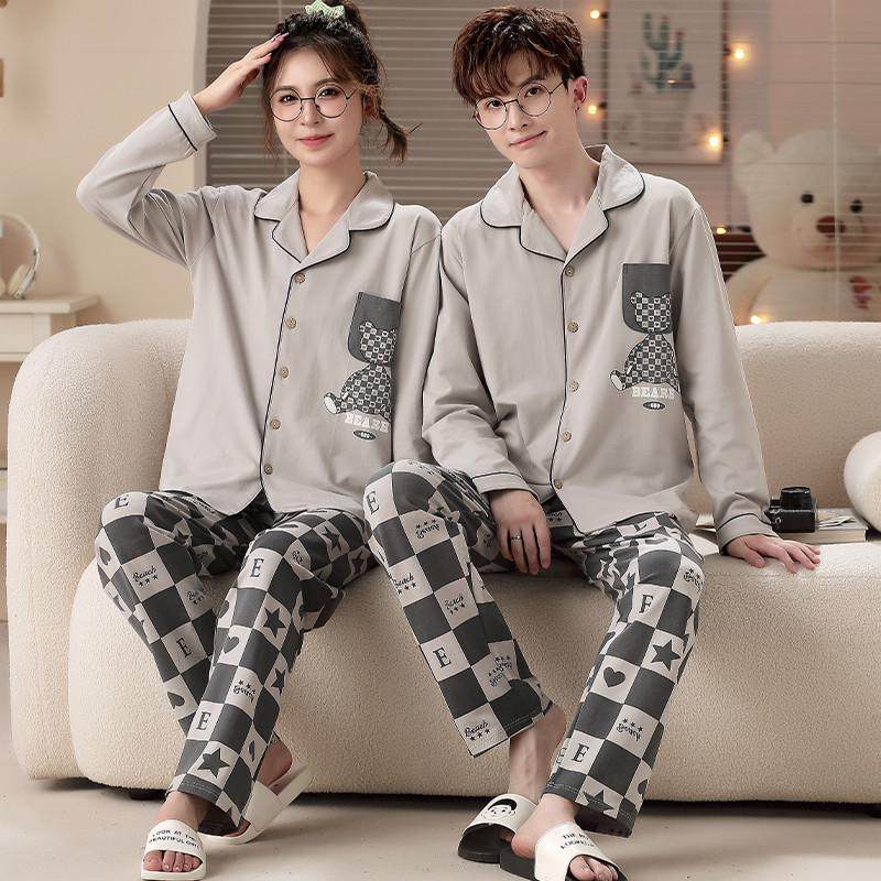 情侣睡衣春秋款纯棉长袖长裤女士大码宽松男士休闲宽松家居服套装,女士内衣/男士内衣/家居服,睡衣/家居服套装,淘宝优惠券,粉丝福利购,淘宝优惠卷