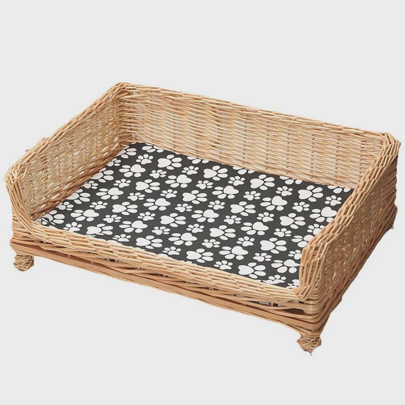 大宠物床凉席狗窝四季通用夏季编织狗猫咪窝金毛藤编中型犬宠物床