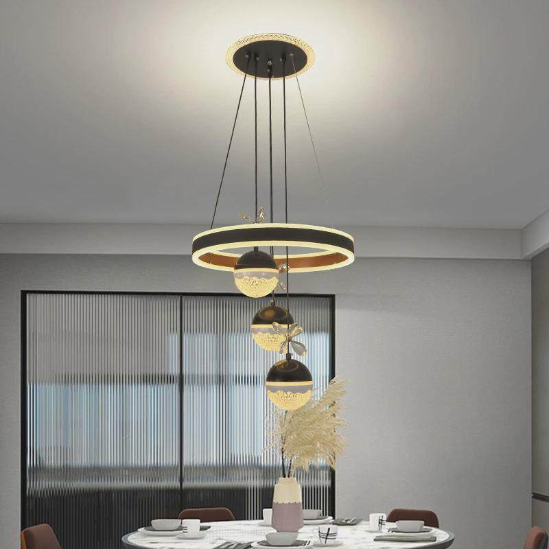 餐厅灯高级感桌饭厅楼梯间吊灯蜡烛现代简约吧台创意轻奢led