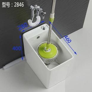 小号家用品 智能陶瓷拖把池方形拖布池阳台不新清洗盆地拖桶迷你款