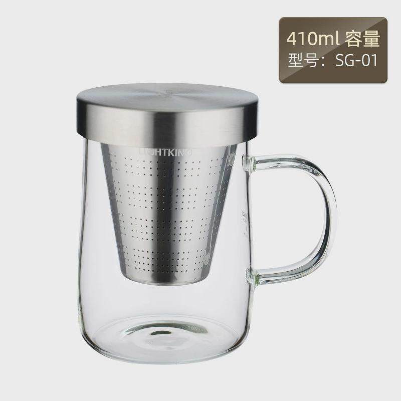 明尊SG-01玻璃茶壶飘逸杯不锈钢内胆过滤玻璃茶杯办公室单人水杯