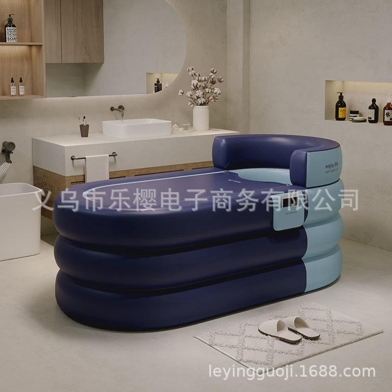 泡澡桶大人加高PVC折叠儿童洗澡加厚浴盆家用充气浴缸成人沐浴桶