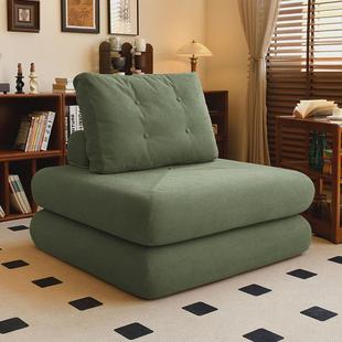 中古风布艺创意沙发床客厅懒人豆腐单人组合折叠榻榻米卧室休息椅