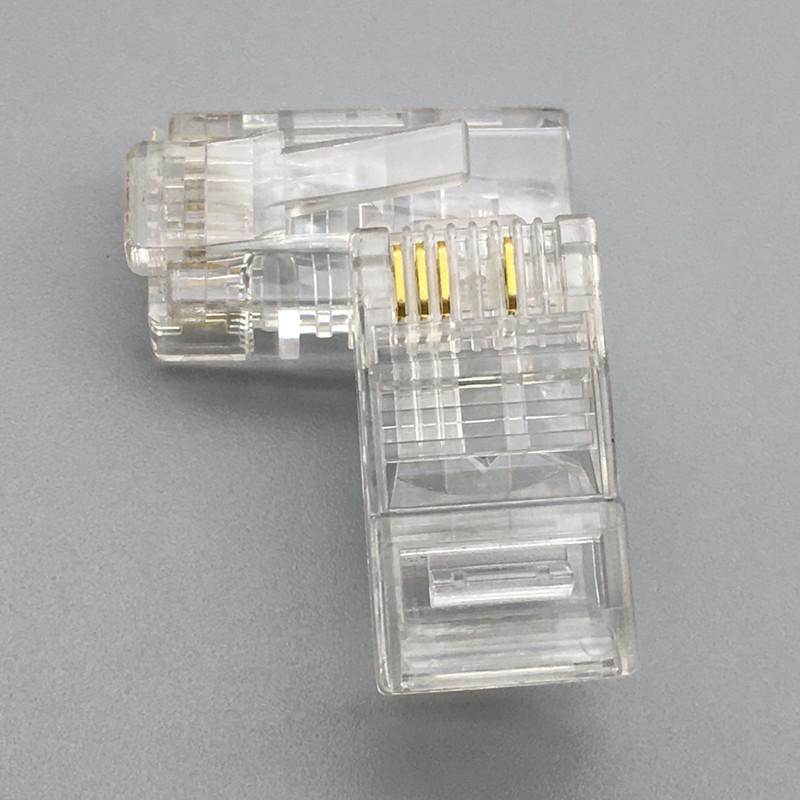 热销位8p4c网络水晶头监控4芯网络水晶头三叉0.35纯铜片1236包邮