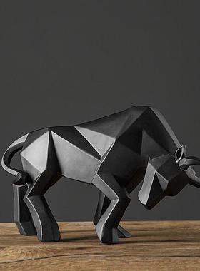 北欧树脂工艺品家居客厅办公室展柜牛气冲天创意斗牛摆件牛年送礼