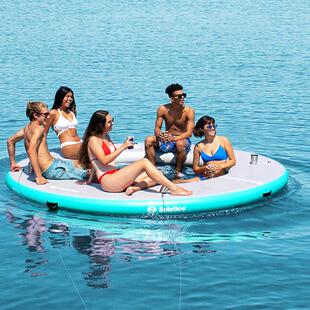 水上充气浮台游泳池遮阳帐篷游艇休闲平台垫海上浮岛浮排浮床魔毯
