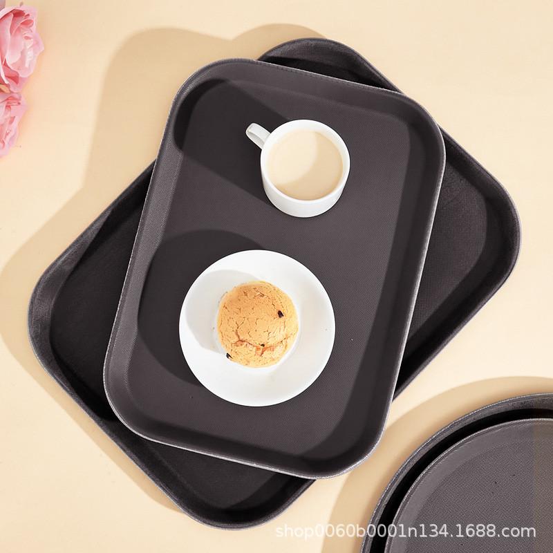钢化防滑长方形托盘酒店客房专用饭店餐饮上菜端菜塑料圆托盘商用