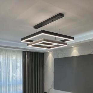 客厅吊灯现代简约大气方形家用北欧网红2022新款 极简轻奢餐厅灯具