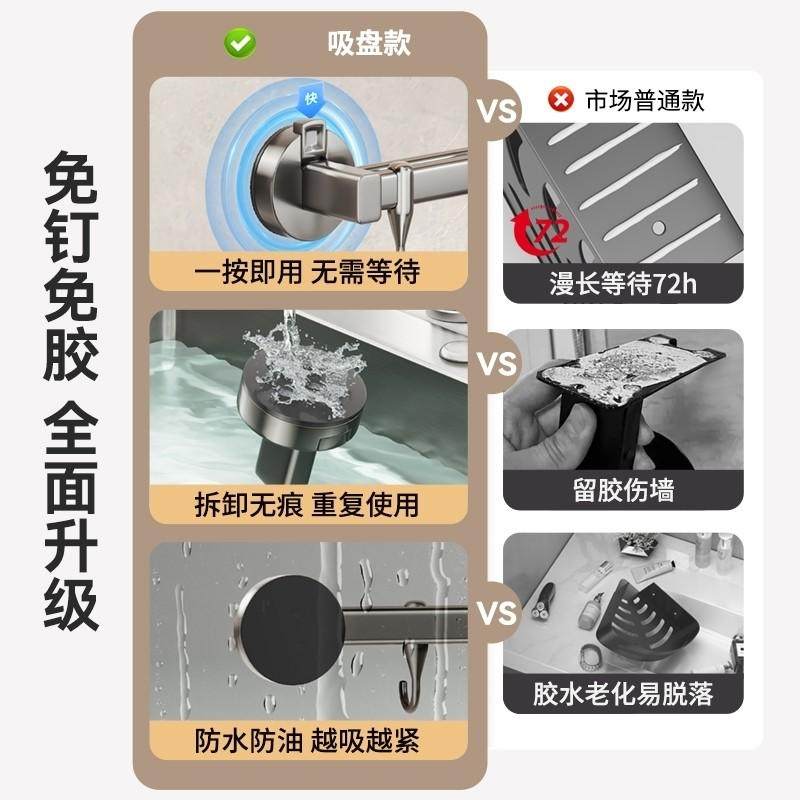 厨房挂钩一体壁挂式2026免打孔勺子吸盘多层锅铲收纳层架子新款,家庭/个人清洁工具,脸盆架,淘宝优惠券,粉丝福利购,淘宝优惠卷