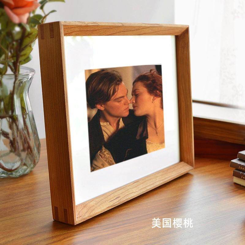 樱桃木榫卯相框摆台中式画框木框框架精致木头像框摆件定制定做
